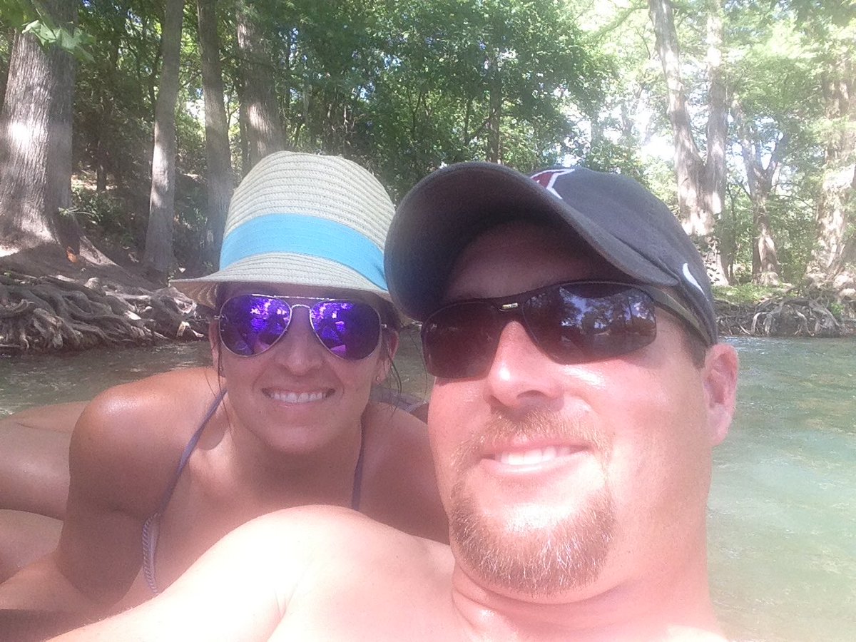 Coach_Fagan30's tweet photo. With @RheLeigh in her favorite place! @GrueneTX floating the Guadalupe! https://t.co/lKLDNHVoRg