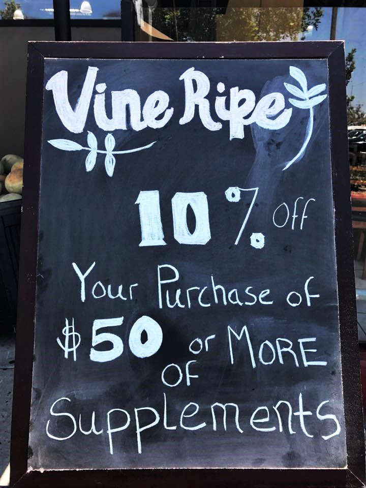 Running low on your Vitamin supplements? Stop by and save 10% off your next purchase of $50 or more from now till the end of July.