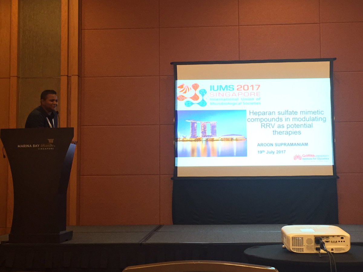 lara_marcus's tweet photo. Griffith/Glycomics PhD student Aroon Supramaniam @IUMS2017 his 1st Interna. talk. Well done! @Griffith_Uni @GlycoGriffith #ICV2017 #iums2017 https://t.co/DGDSoYeWDQ