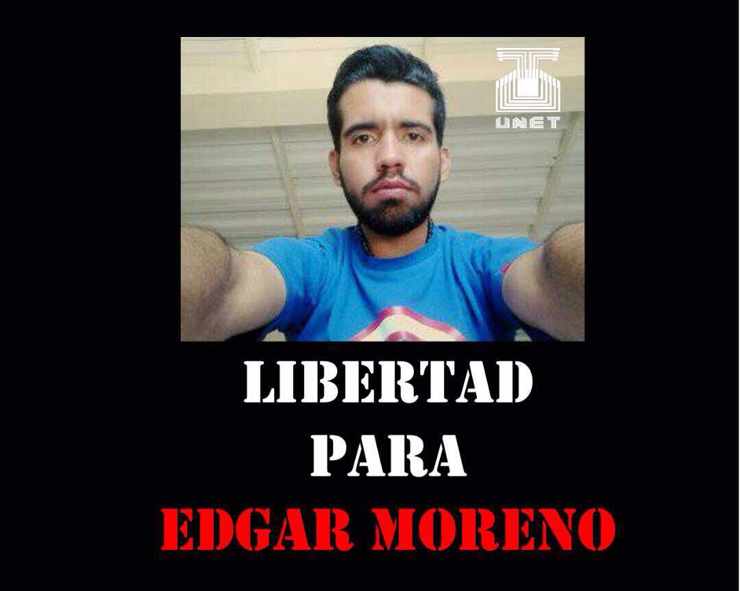 NoMasGuiso's tweet photo. Estudiante Edgar Moreno tiene 63 días a la espera d audiencia de presentación de fiadores.Violación del debido proceso #LiberenAEdgarMoreno https://t.co/LlPnnePJux