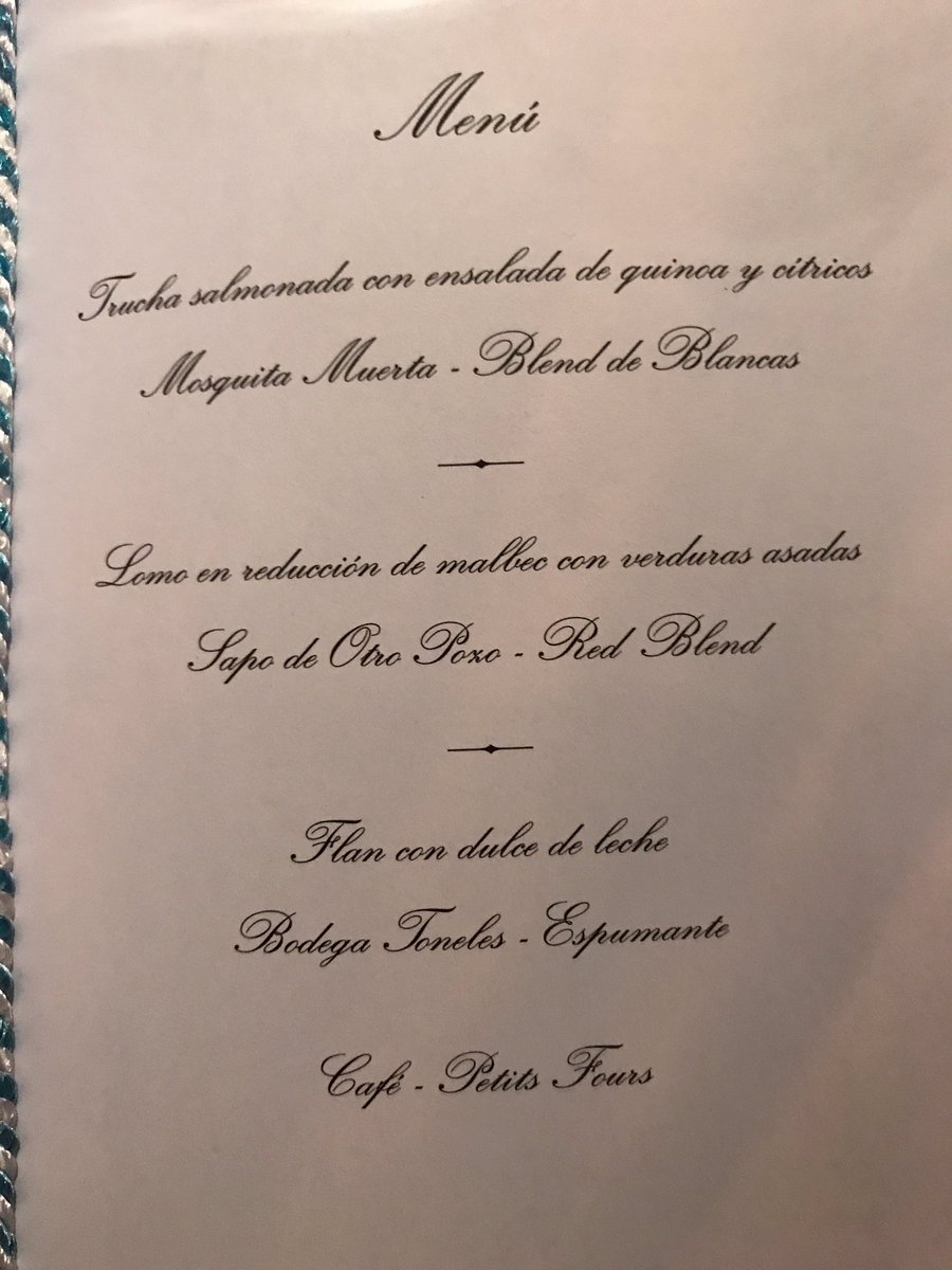 FedericoCroce's tweet photo. Este es el menú que se degustará en la cena de gala de la cumbre del Mercosur en @BodegaToneles #cenaMercosurMDZ https://t.co/Zn760X51vp