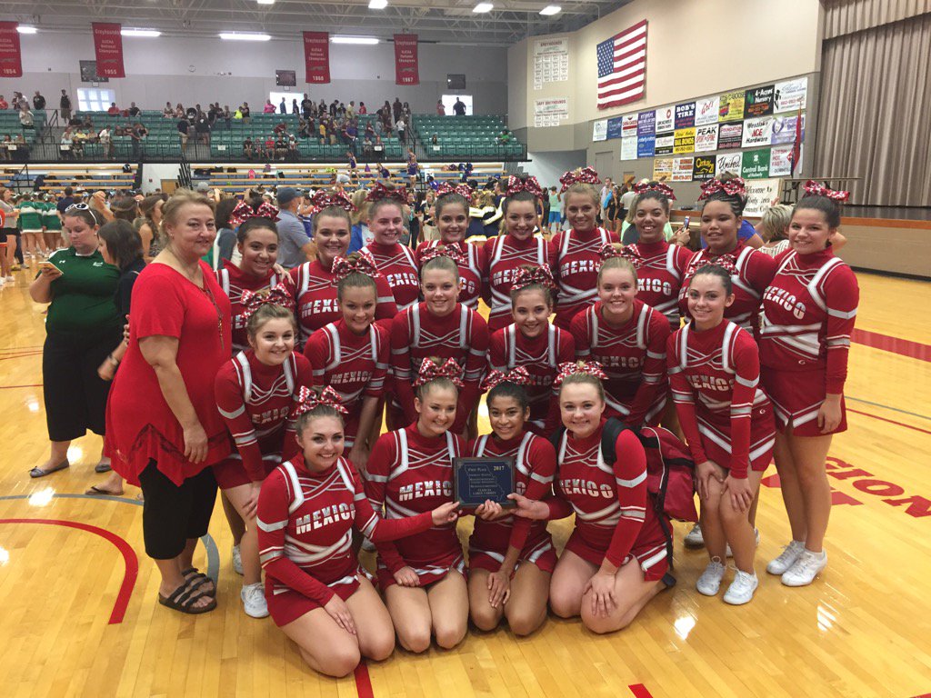 mexicohssports's tweet photo. Mexico HS Cheer takes the first Place Title in 3A Large division @ MCCA Regionals @ MACC
#cheerarmy https://t.co/YJ0YIhHkze