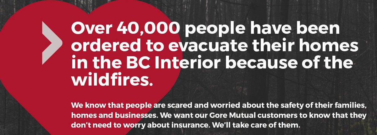 Customers impacted by #BCwildfire won’t be charged a deductible for home evacuation costs because your last worry should be insurance.