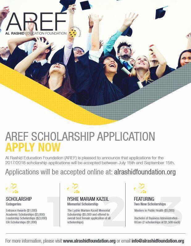AREF_Canada's tweet photo. We hope everyone is enjoying their Summer. We encourage all to apply for the scholarships that our foundation provides. Good luck! https://t.co/Qj1HrLGJF4
