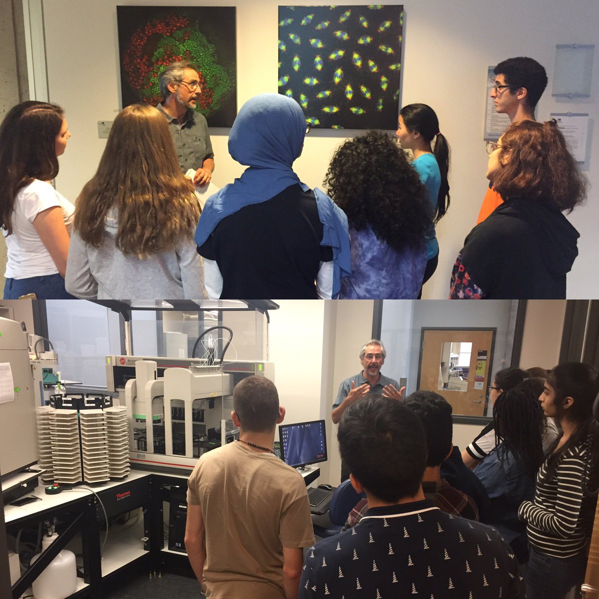 IRIC_umontreal's tweet photo. 24 étudiants de secondaire 3 et 4 étaient de passage à l'IRIC dans le cadre du @pSEUR pour une visite et des ateliers en labo #science https://t.co/yfDElFSNyK