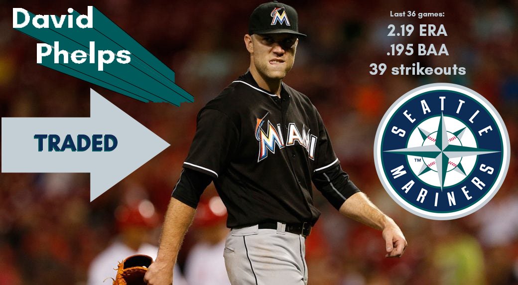 SeattleSports's tweet photo. ICYMI: David Phelps is on his way to Seattle after the Marlins traded him to the Mariners today. He's been pretty good in the last 36 games. https://t.co/EPgcFqOPwe