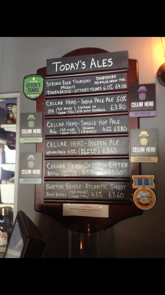 THC_Micropub's tweet photo. And here it is, Friday's line up. We can't wait for you to try one of the four @cellarheadbrew beers 🍻 https://t.co/4LKpv3WmEP