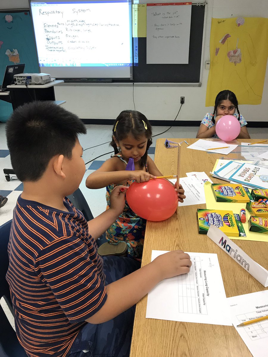 JulieArasi's tweet photo. How we learn about the respiratory and muscular systems at @SaratogaESFCPS! Hands on learning for our Young Scholars! #summeroflearning https://t.co/Imiyo3fY01
