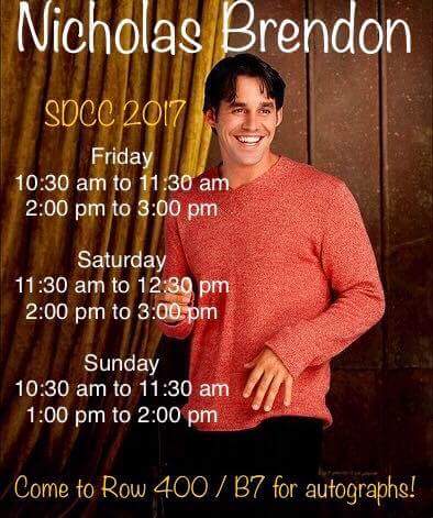 HellmouthEvents's tweet photo. Here's the autograph schedule for @NicholasBrendon! Come 2 #Whedonopolis/#FandomCharities table Row 400/B7! #SDCC #buffyslays20 #SDCC2017 https://t.co/OEKfN501T8