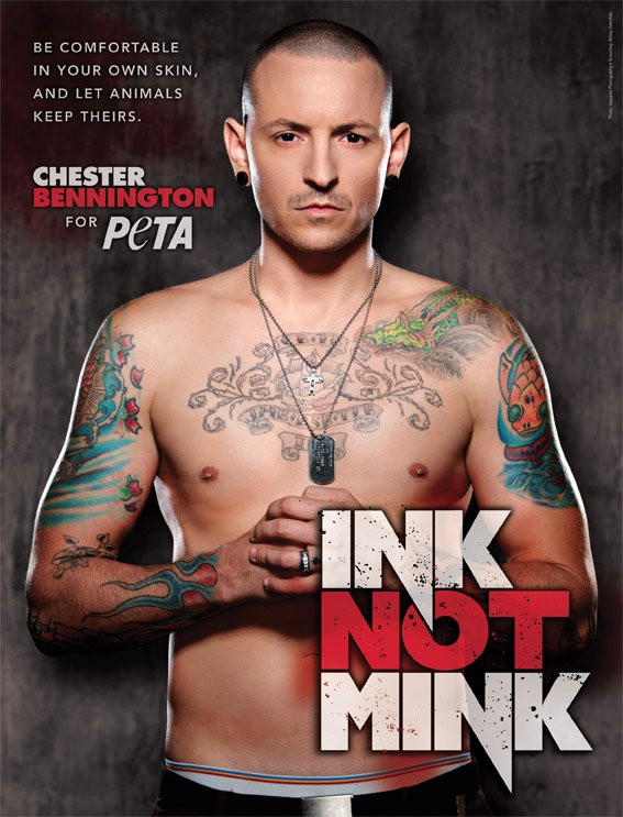 peta's tweet photo. The world lost a kind heart. PETA will remember Linkin Park's Chester Bennington as a musical powerhouse &amp; powerful force for animal rights. https://t.co/Wy8g4stfNm