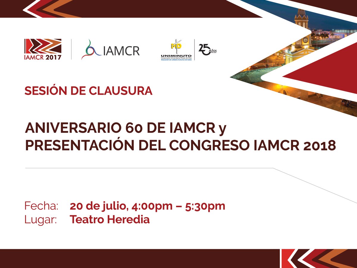 IAMCR2017's tweet photo. ¡SESIÓN DE CLAUSURA! @IAMCR2017 https://t.co/zVmEINDPQU