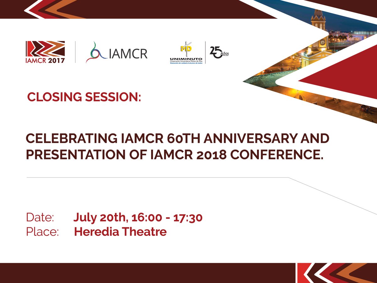 IAMCR2017's tweet photo. ¡CLOSING SESSION! @IAMCR2017 https://t.co/4b9IjllSBR
