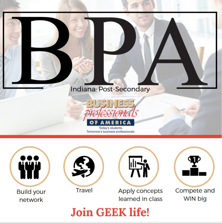 IndianaBPA_PS's tweet photo. JOIN @IndianaBPA_PS! You can join, help launch, or even be in the virtual chapter! Start your career! Graphic made by Jillian Warner. #INBPA https://t.co/6LjaAtpW8G