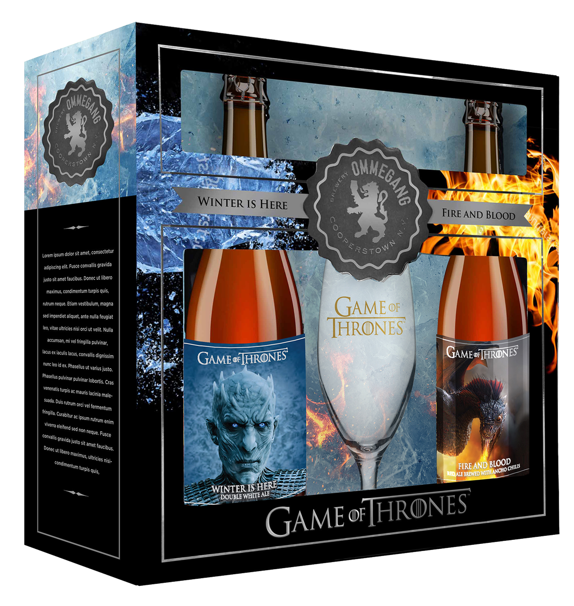 ScreenBrew's tweet photo. No matter if you're pledged to House Stark, Lannister or Targaryen, @breweryommegang's newest #gameofthrones ale has you covered. https://t.co/CfFeh0PnBU