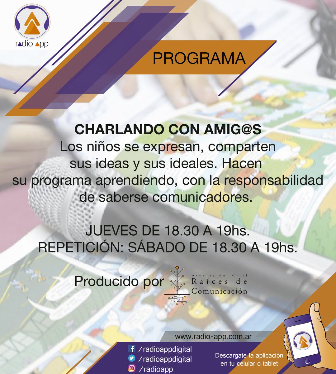 radioappdigital's tweet photo. EN INSTANTES| Escucha un nuevo programa de #CharlandoConAmigos. Una producción de @RaicesComunica. https://t.co/buInqlp9kD https://t.co/svjOWccyEJ