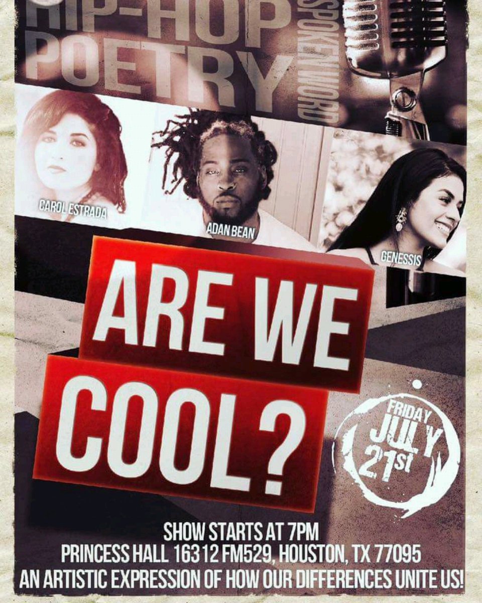 AdanBean's tweet photo. HOUSTON: tomorrow night #AreWeCool https://t.co/xMZpKaNhSM