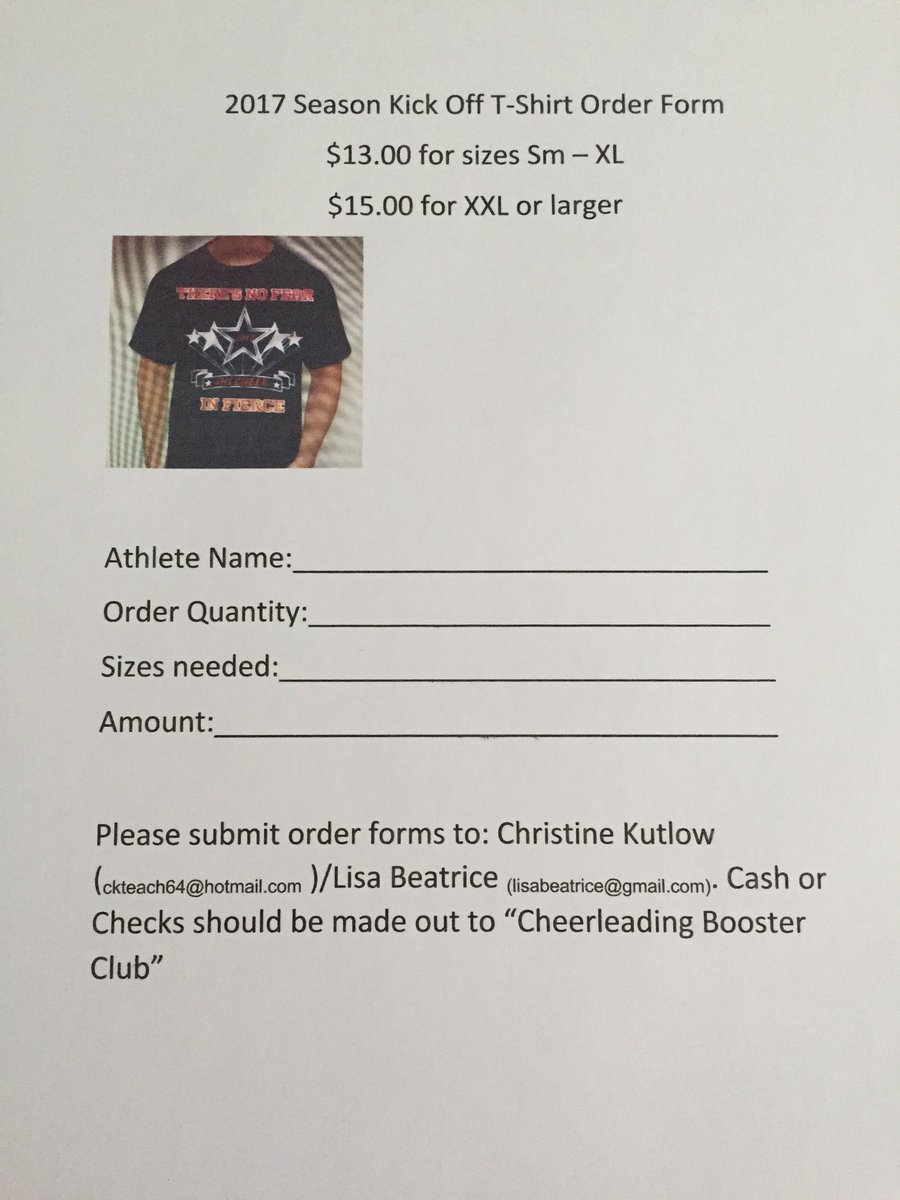 Cheerleader fundraiser 2017 Season Kick Off T-Shirts