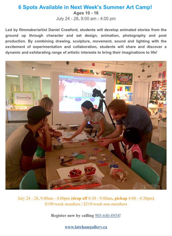 rickuptonward4's tweet photo. FYI: 6 spots open @LatchamGallery for next week's summer art camp! #localarts #summercamp #latchamgallery #signup https://t.co/YESWVpuuwk