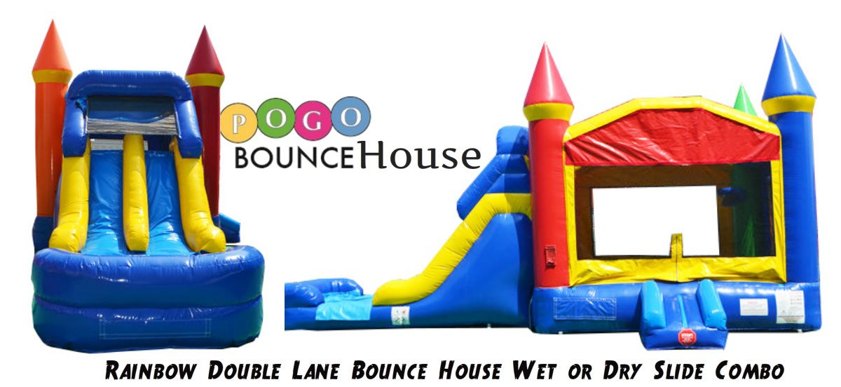 _Vitamins_Hub's tweet image. Have twice the fun with our #Rainbow Double Lane #BounceHouseSlide Combo. bit.ly/2tpmZYm  #InflatableForSale