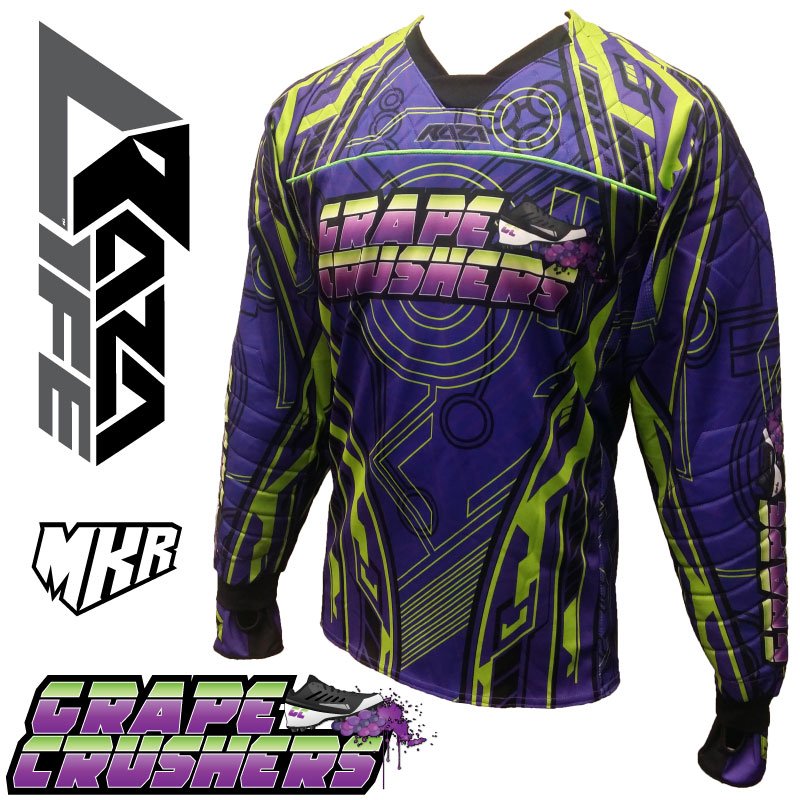 RAZAPaintball's tweet photo. Grape Crushers #MKR 
Use the RazaLife Semi-Custom option to get your team some custom jerseys with 0 art fee! 
#paintball #razapaintball https://t.co/ENhiZm3hMD