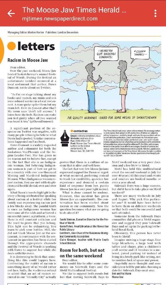 FestivalofWords's tweet photo. Please see our response to an issue that arose in Moose Jaw the same time our Festival was on. https://t.co/ILjrFb8JQz