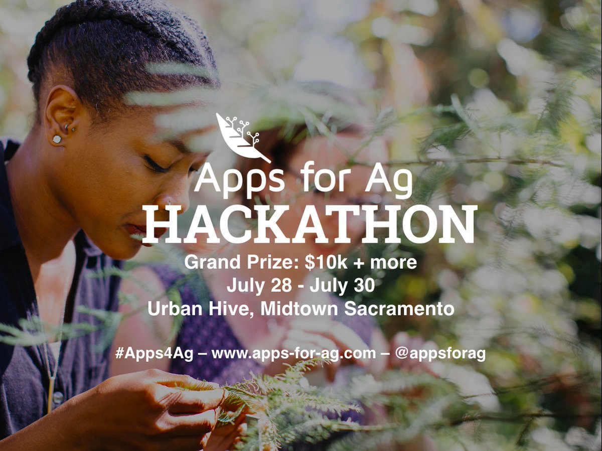 hack_davis's tweet photo. Engineers, entrepreneurs, scientists, farmers: win $10k for your #agtech idea at #Apps4Ag hackathon. Register now! https://t.co/3zubKshZTC https://t.co/VS8jS0JTTk