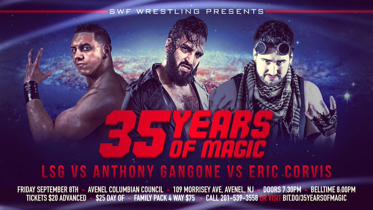 SWFLive's tweet photo. BREAKING NEWS Fri 9/8 Avenel NJ
@LeonStGiovanni v @HouseOfGangone v @EricCorvis
We honor @Bigiconmagic 35th
Tickets https://t.co/xNjBnQh1GF https://t.co/qO6bzIYZ1g