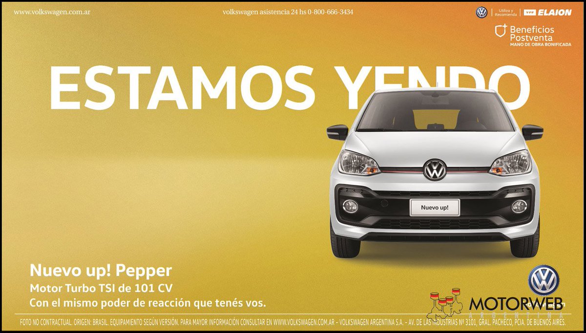 motorweb's tweet photo. El #Volkswagen #upPepper estrena campaña publicitaria y ya se vende en #Argentina ► https://t.co/xpMsrLGGv1 https://t.co/RgAFWN2lfZ