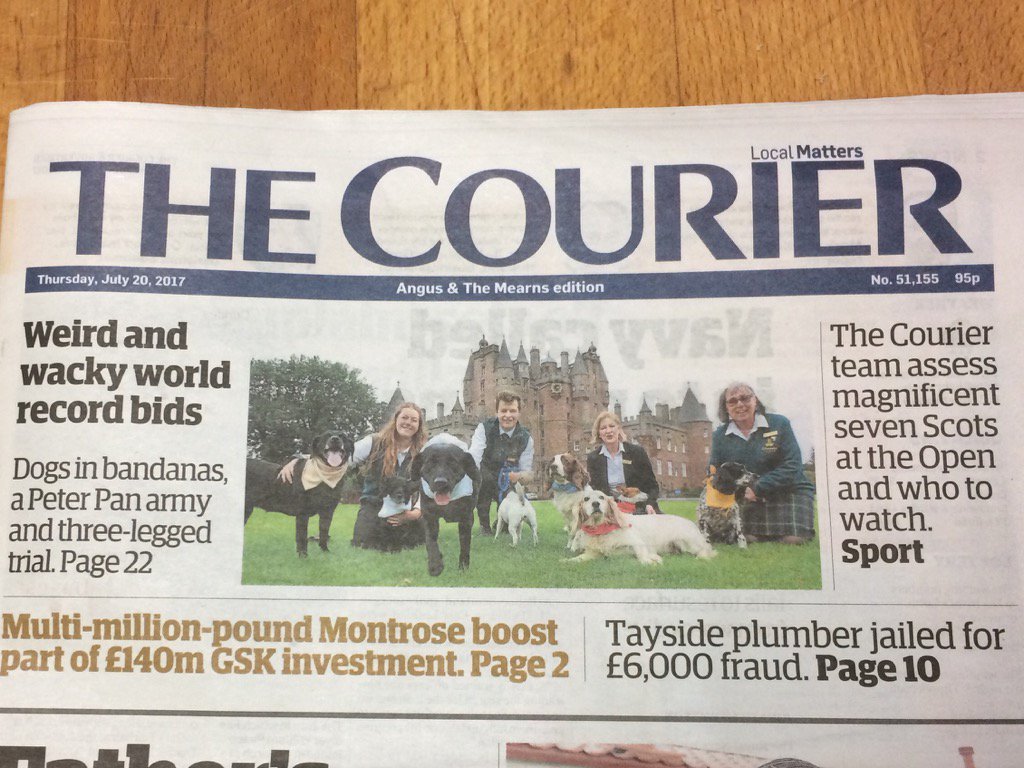WillyInglis's tweet photo. Hector with Midge, Pepper &amp; Laska advertising "Dogs Day Out " at #Glamis https://t.co/zLYSYUT3c8