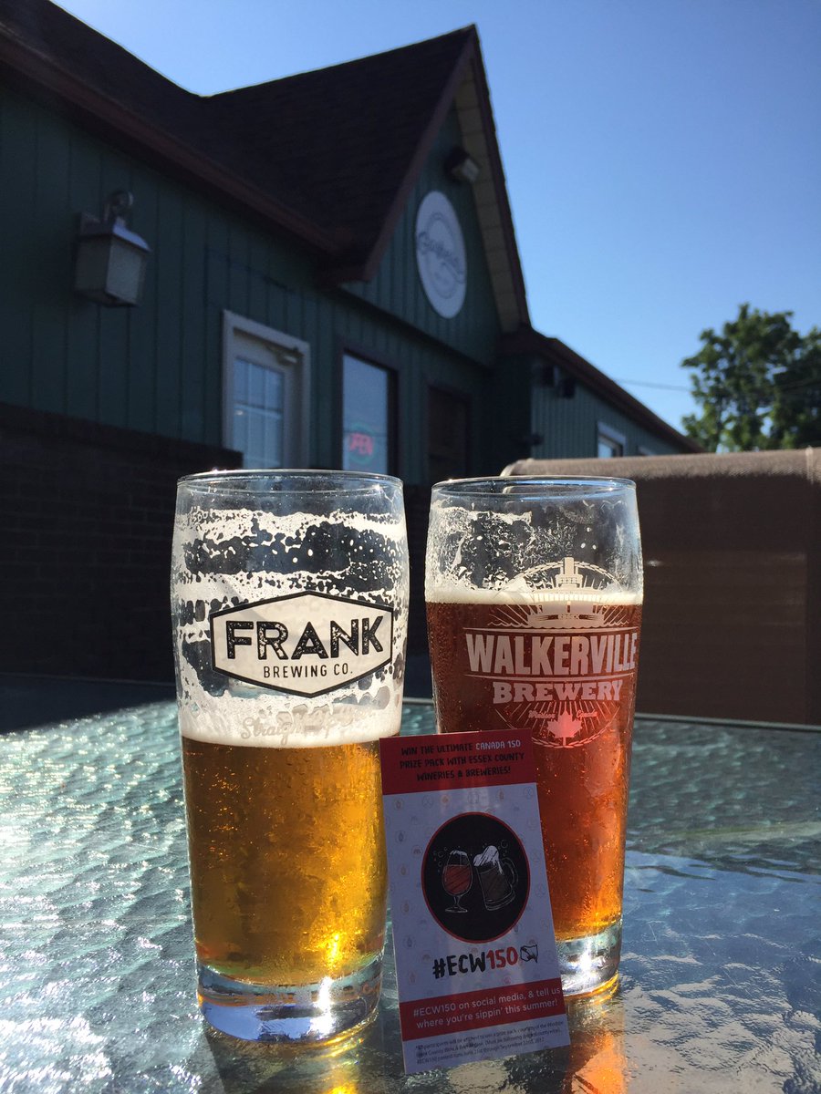 ecwinebrew's tweet photo. #ECW150 sipping at #garfields with @frankbrewingco and @WalkervilleBrew https://t.co/N0zfq00N9e