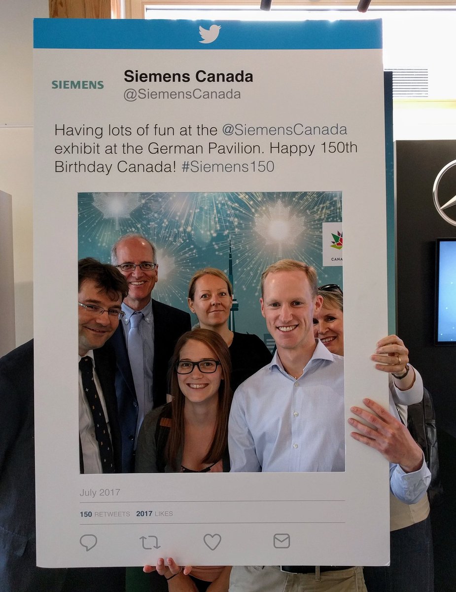 HaraldAugeneder's tweet photo. Well done @GermanyInCanada ! Interesting history and impressive innovation at the German Pavilion. @SiemensCanada #Siemens150 https://t.co/4ugmpO3Xzm