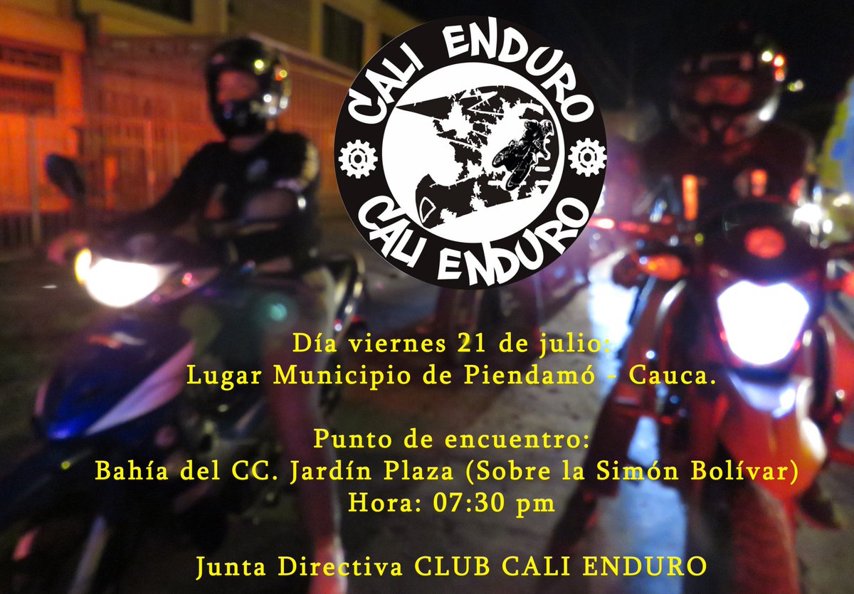 Cali_Enduro's tweet photo. Te invitamos a la rodada del viernes 21 de Julio ¡Te espera tu familia motera! #CaliEnduro #FamiliaMotera https://t.co/HZc7oXtvBE