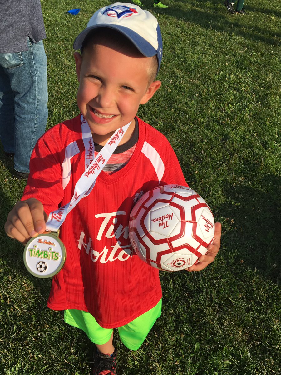 aaronmacq's tweet photo. First soccer season in the books. #timbitsoccer #onehappycamper https://t.co/BLsmyri320