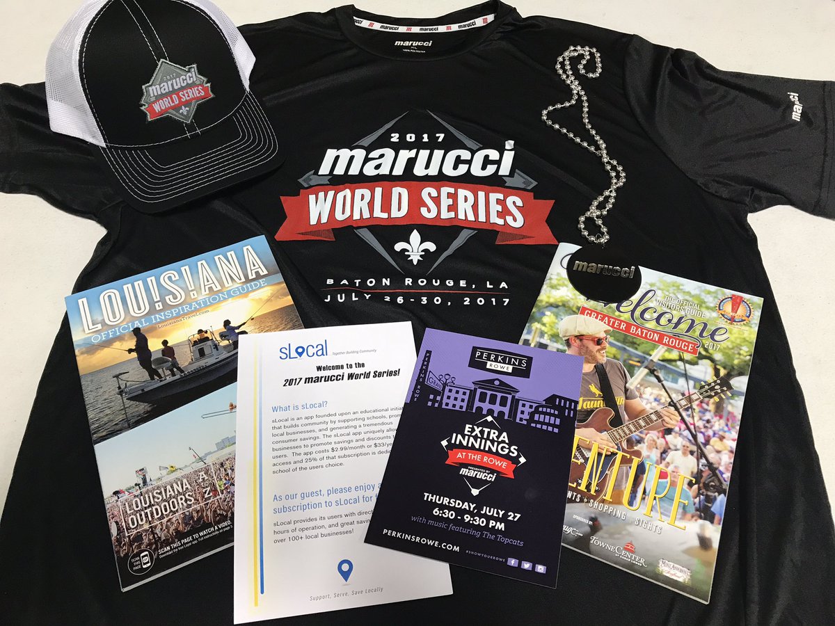 Getting these <a href="/MarucciSports/">Marucci</a> World Series gift bags ready for the players and coaches at Opening Ceremonies. #LaissezLesBonTempsRouler