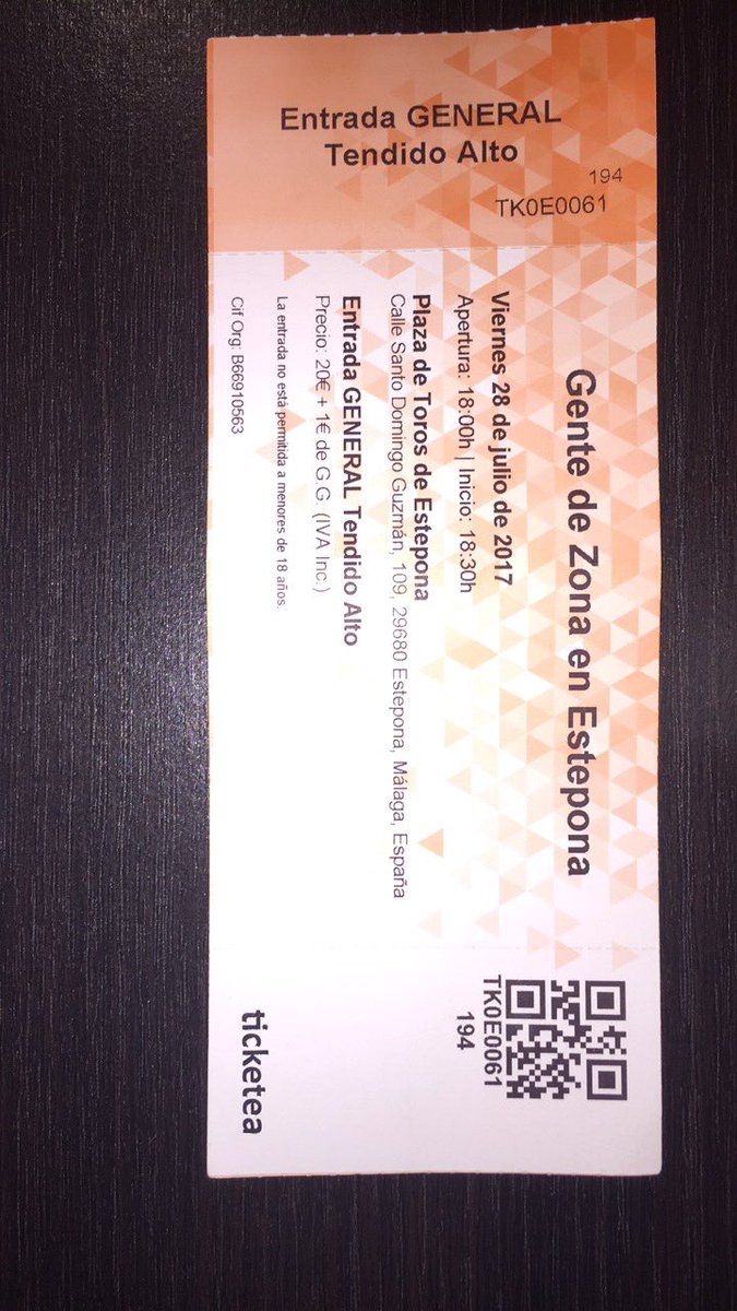 SilviaMartin95's tweet photo. Vendo entrada para concierto de Gente de Zona en Estepona!! Solo 15€!! 🙌🏼🙌🏼 #GenteDeZona #gentedezonaestepona #seformolagozadera https://t.co/aG4IbqyLnm