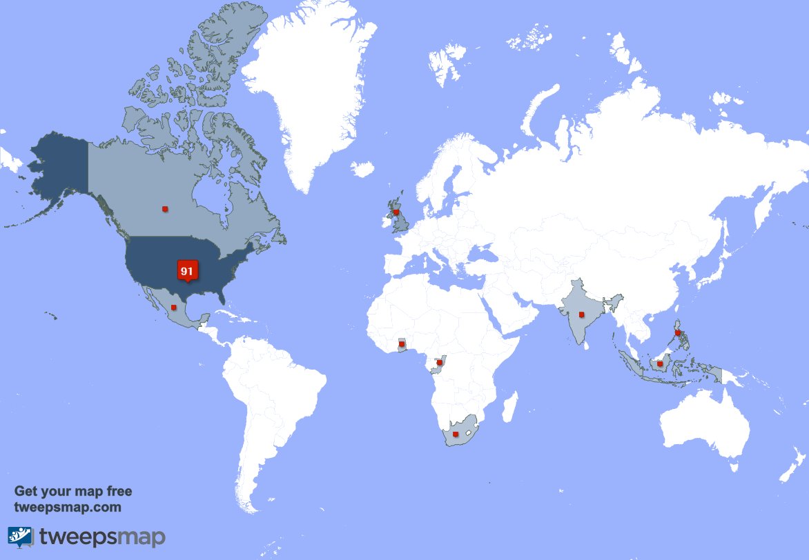 Dakingskid7's tweet photo. My followers are in USA(91%), UK.(3%)... Get your map too: https://t.co/diL9B4qOrZ https://t.co/8HAdvx3xY2