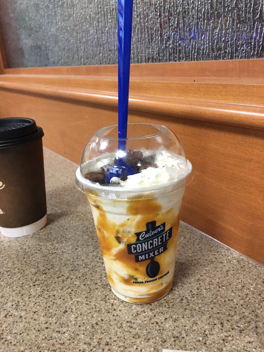 AndreaM369's tweet photo. So @culvers we have decided that before we leave the US we are each going to order the biggest concrete mixer and see if we can finish it 👌🏼 https://t.co/0KnPYeHcx8