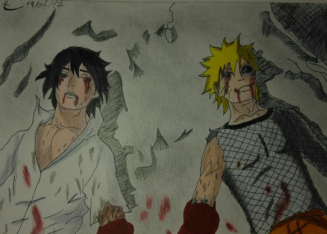 Desenho Art - Sasuke vs Naruto, desenho em processo +