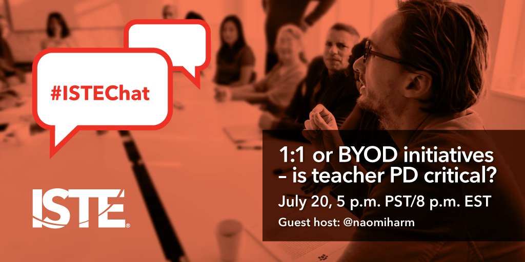 ISTE_ASCD's tweet photo. Check out the #ISTEStandards for educators + join us for #ISTEChat in 1 hr—we're talking teacher PD w/ @naomiharm! https://t.co/t3kXOPExfi https://t.co/uuDdQvSxHL