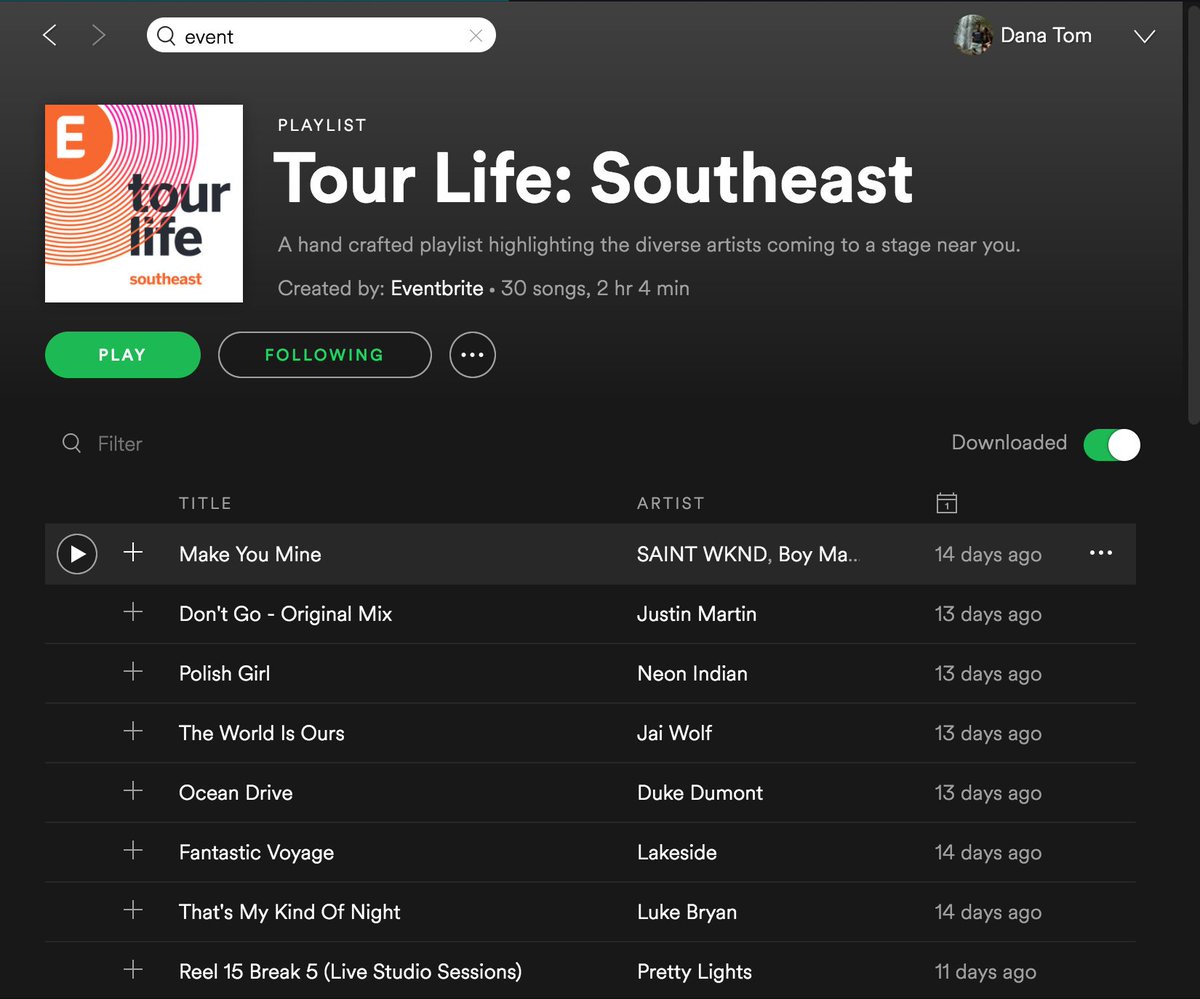 eventbrite's tweet image. Our own @itsevaninc curated new music for our official @Spotify account.

Check it out: spoti.fi/2sKyKNk #tourlife 🎶