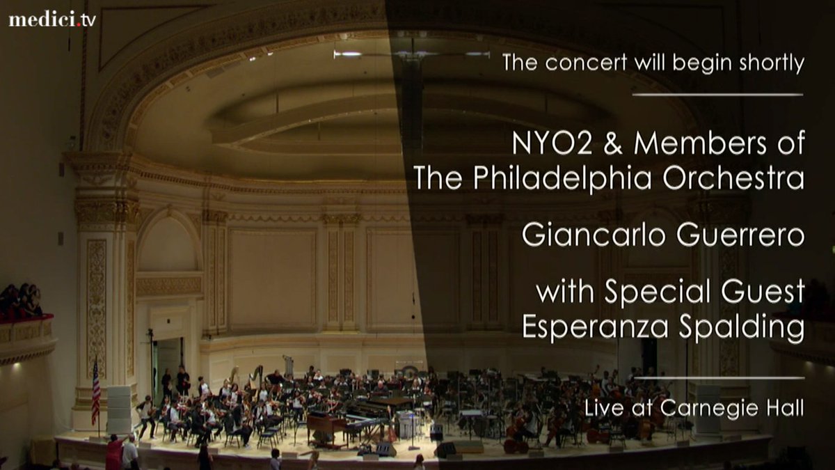 carnegiehall's tweet photo. Watch now on https://t.co/shqWCqF2se! We are live with #NYO2, Giancarlo Guerrero, members of @philaorchestra, and @EspeSpalding. #NYO2Live https://t.co/wnZRXuuWLw