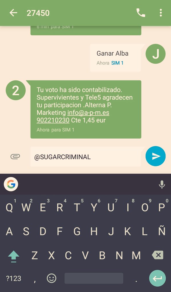 MI VOTO PARA QUE GANE ALBA CARRILLO.
GANAR ALBA AL 27450.
#GANARALBA #Supervivientes2017 #SVFinal