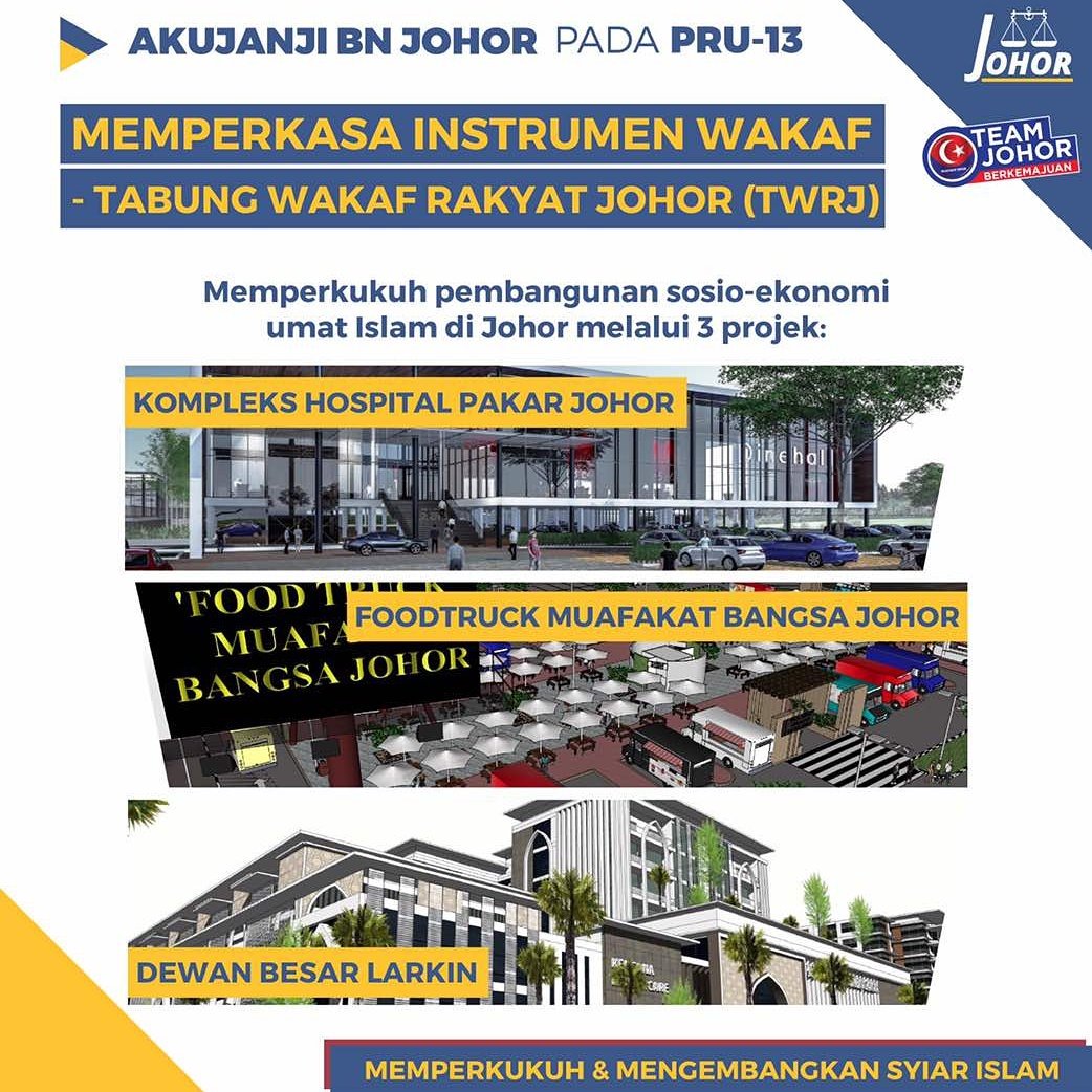 BNJohor's tweet photo. CHECKLIST AKUJANJI BN JOHOR PRU13 | MEMPERKUKUH &amp; MGEMBANGKAN SYIAR ISLAM -PERLAKSANAAN,MEMPERKASA INSTRUMEN WAKAF - TABUNG WAKAF RKYT JOHOR https://t.co/v95VVJdKIZ