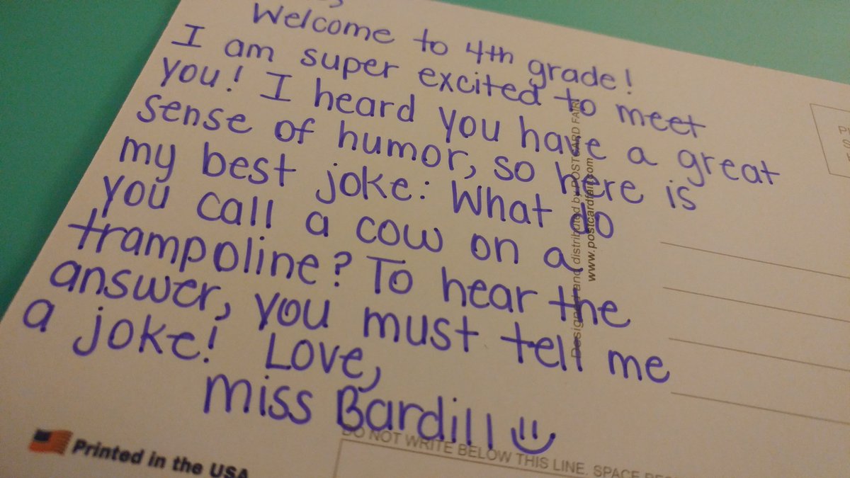 Kbardill1's tweet photo. So excited that my postcards finally came in! Building relationships is the best part of my job! #guildready #crazyexcited #ilove4thgrade https://t.co/xwKq8P2FCP