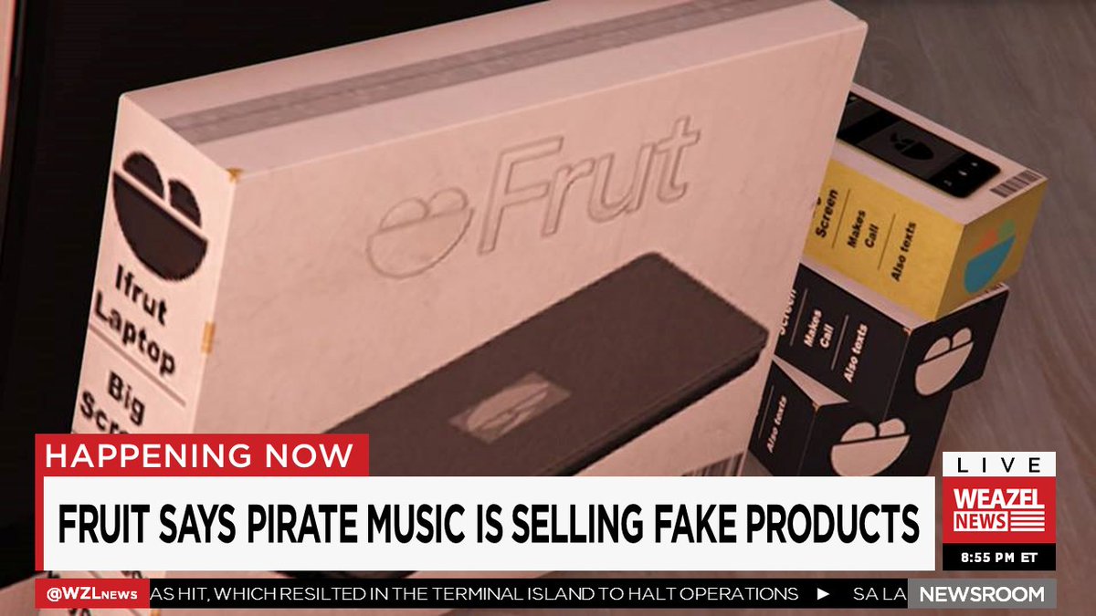 WZLNews's tweet photo. Fruit Computers warns the alleged fakes are potentially life-threatening, they will be suing Pirate Music. https://t.co/xsabj1GAEt