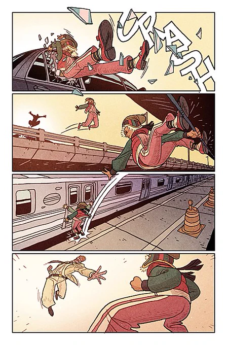 @kaareandrews @JakeGThomas Immortal Iron Fists page 3 (textless). Colors by @shellychen1991 