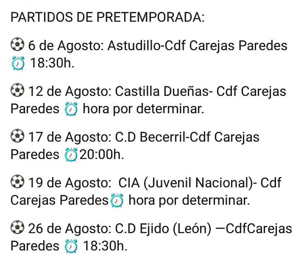 CDFC_paredes's tweet photo. Ya tenemos cerrado los partidos de pretemporada, más información al comienzo de los entrenamientos. https://t.co/YczSMWgkLH