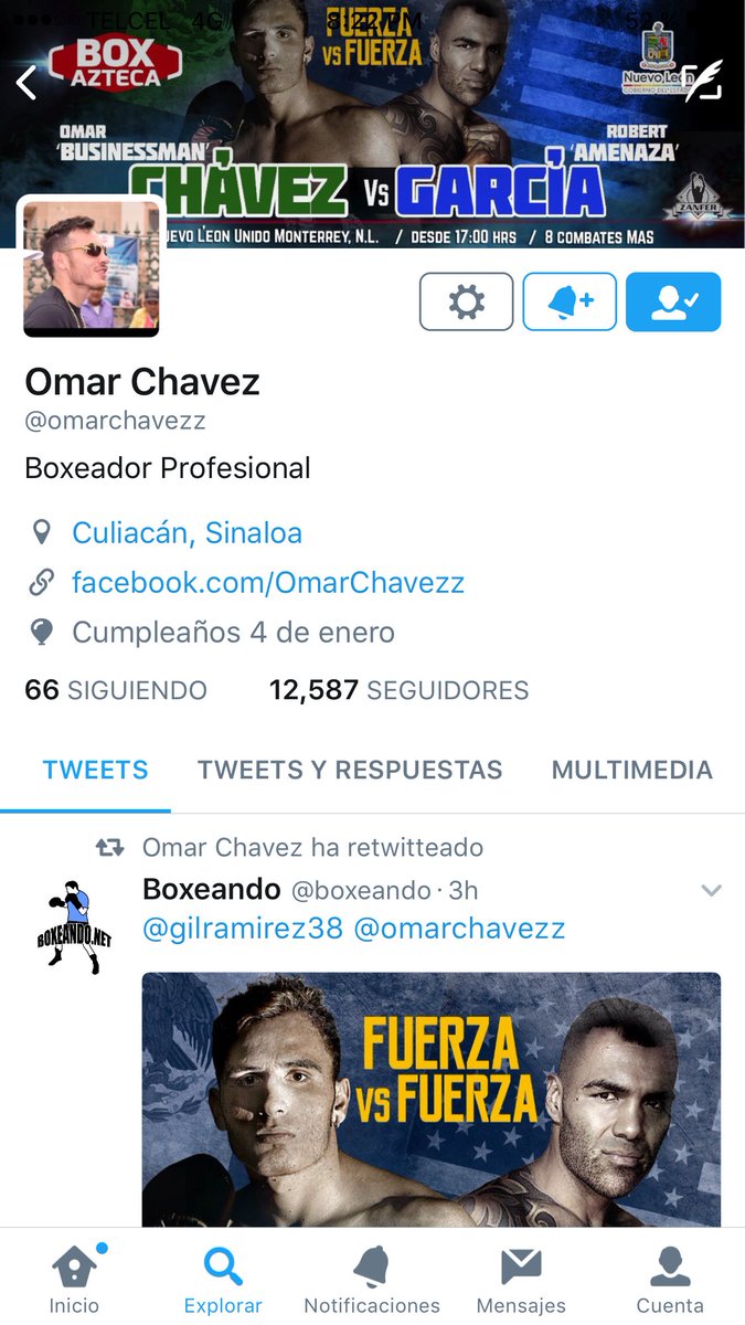 OmarChavezBox's tweet photo. Agréguenme a mi Twitter oficial este lo voi a cerrar @omarchavezz 🥊 https://t.co/7YnhbnnrR1