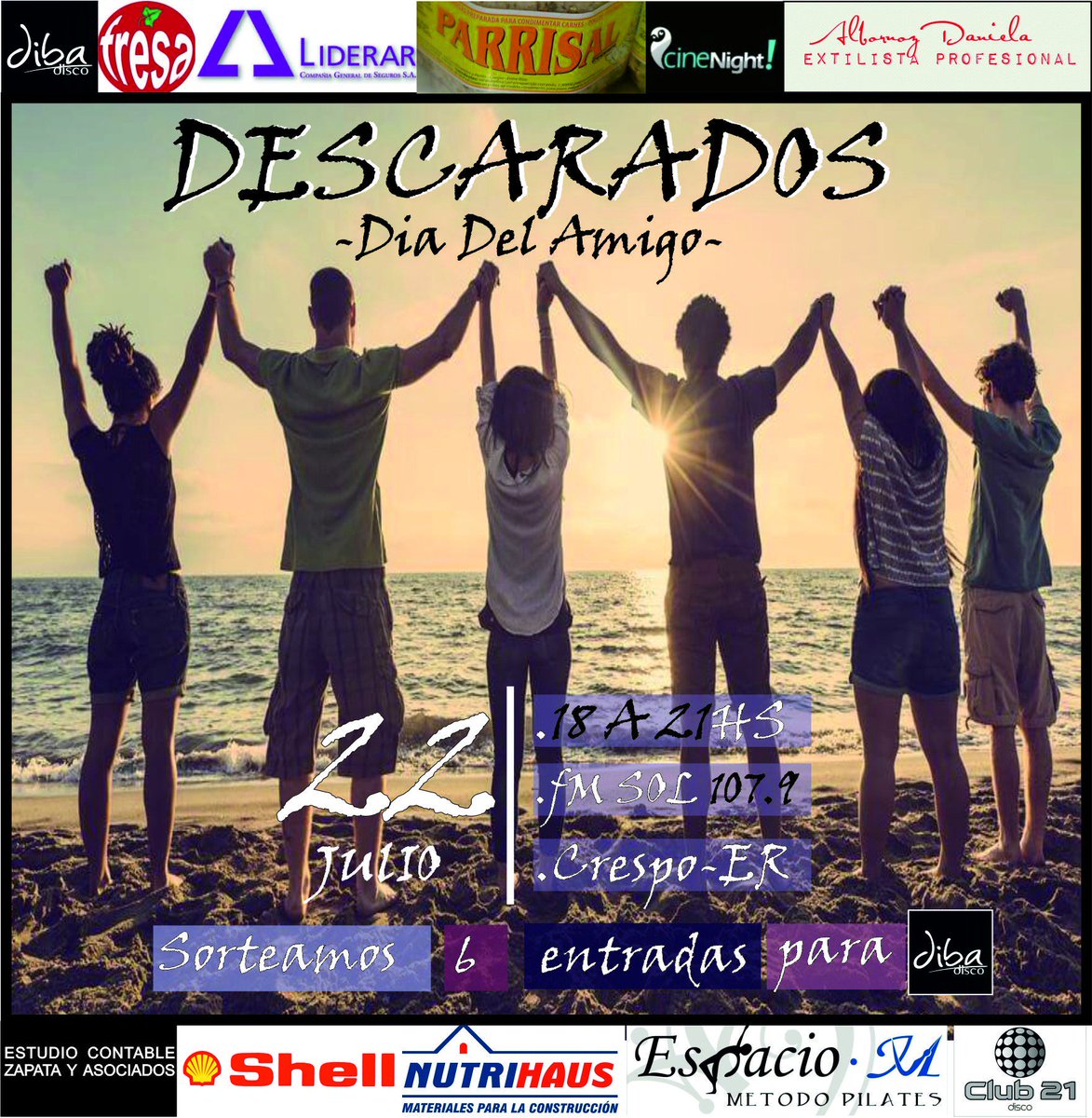 Descarados2's tweet photo. SABADO 22 de JULIO de 18 a 21hs 💣💣
✳️SEGUINOS 
✳️ RT
✅Y participas del sorteo de  free para @DibaDisco EN EL CASTILLO
Por FM SOL 107.9!! https://t.co/GPSLNZOLwL