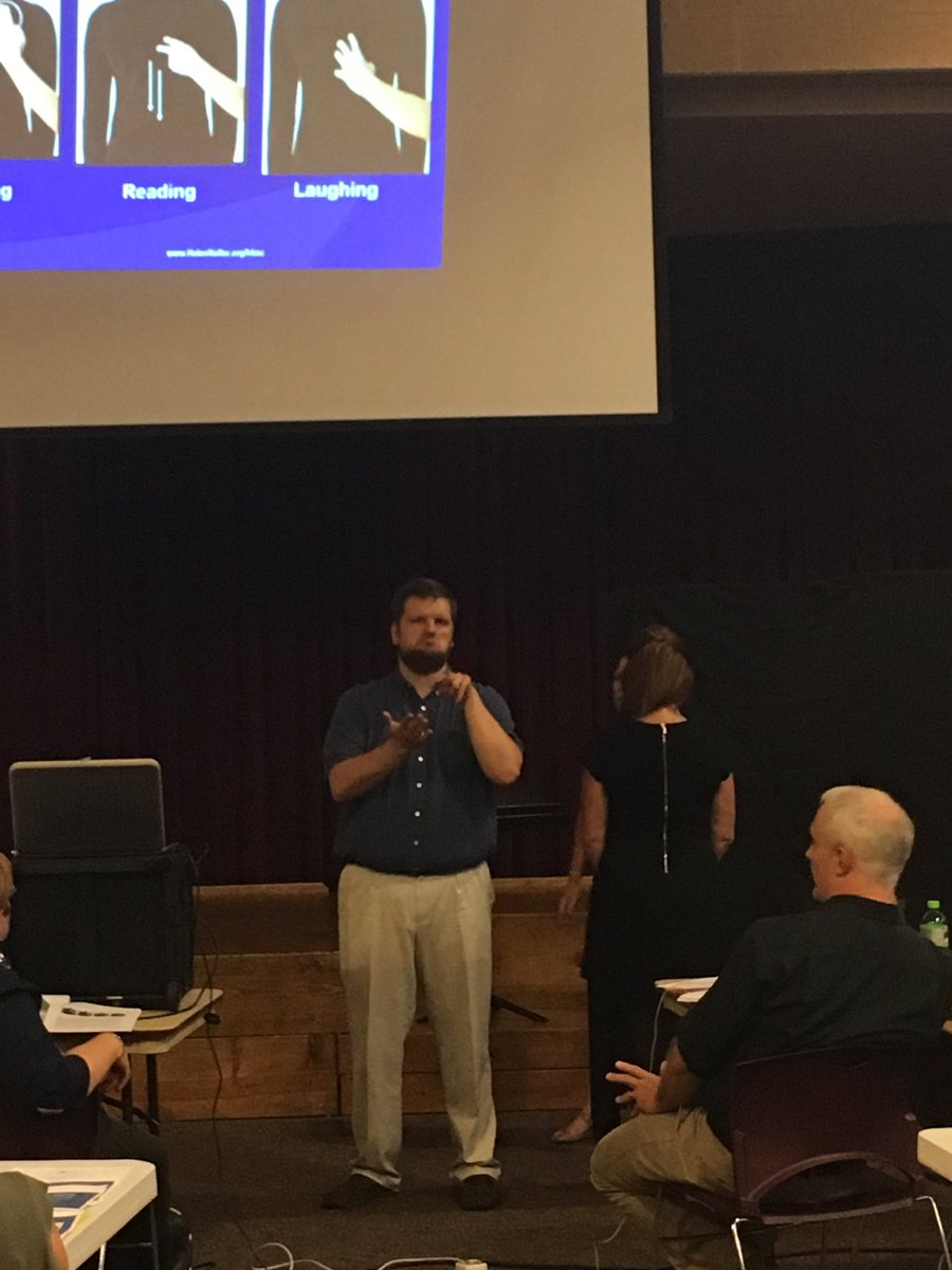 NERP_DHoH's tweet photo. Ryan Odland & Beth Jordan with the Helen Keller National Center teaching Haptic communication & touch signals. #NebraskaRegionalPrograms https://t.co/XlQwvS9aNB